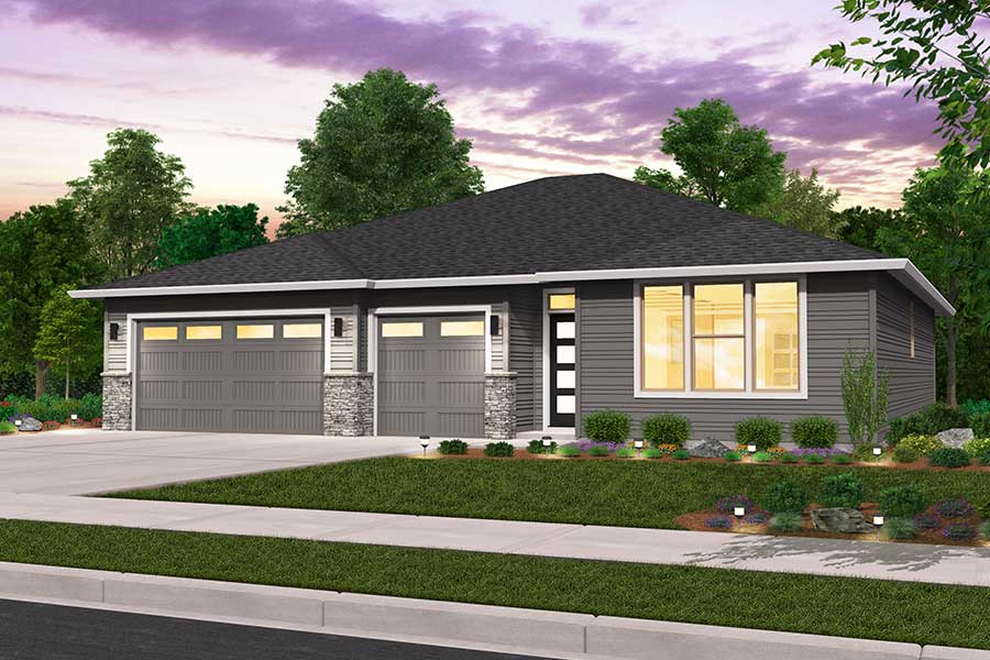Rendering of prairie elevation for Dayton custom home plan