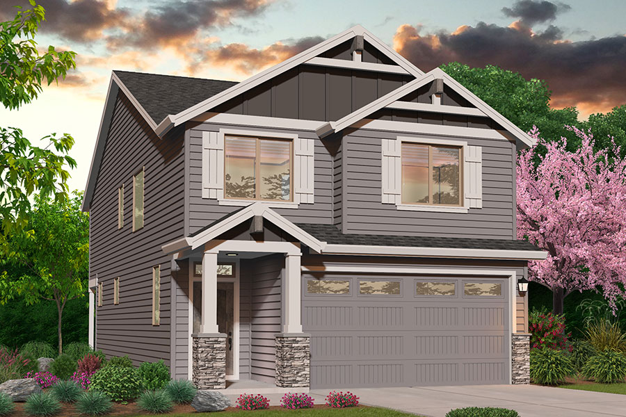 Rendering of Northwest Elevation for Westbrook custom home plan