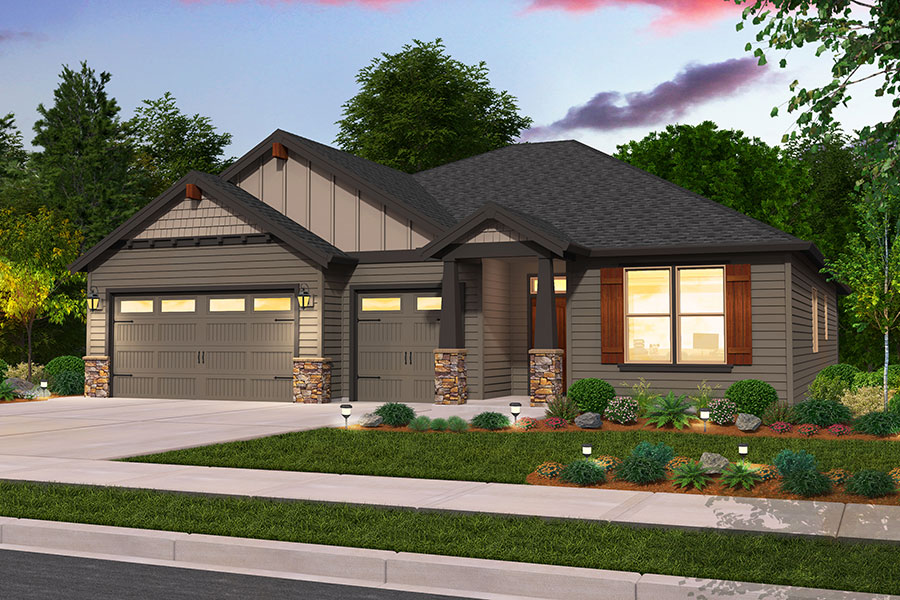 Rendering of Northwest Elevation for Shorewood custom home plan